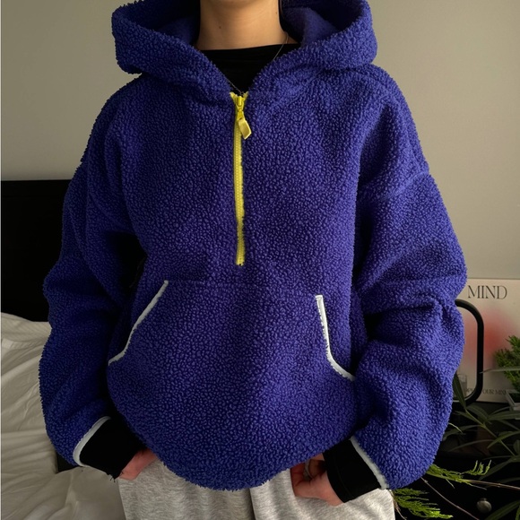 wild fable Other - Wild Fable Women's Blue Half-Zip Faux Fur Sherpa Anorak Jacket, M